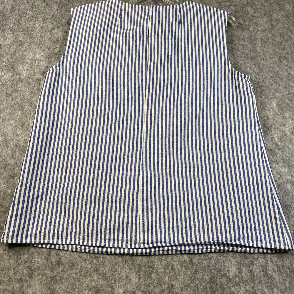 J. Crew Sleeveless Boxy Shirt Womens 8 Blue White Striped Preppy Southern - Picture 9 of 11